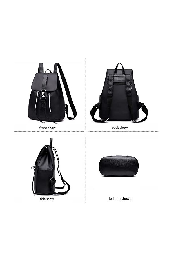 Sac a Dos Femme, Sac à Main Portés Dos Fille Mini Antivol Imperméable Sacs à Dos Voyage en Nylon, Sac d’école en Cuir PU Déco