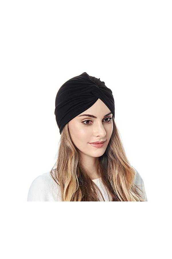 wjiNFDFG Bonnet Satin Lot Femmes Turbans Noeud Pré Attaché Bonnet Cap Headwraps Chapeaux Casquette Noir Et Vert