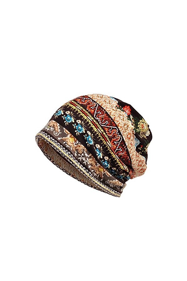 TUDUZ Femmes Slouch Bonnet Tricot Béret Côtelé Bouffant Calotte Hiver Été Chapeaux Café，Taille Unique 