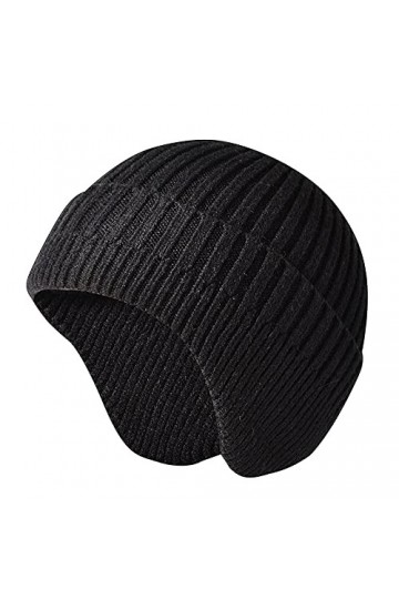 IQYU Casquette dhiver pour homme avec protection des oreilles Chapeau dhiver Hommes pour femmes Bonnet chaud Tricot Earflap