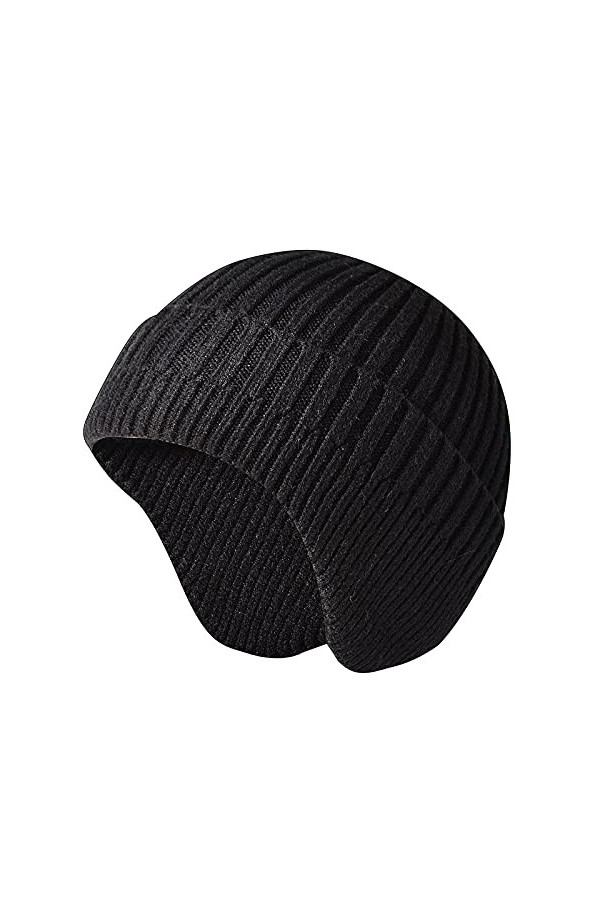 IQYU Casquette dhiver pour homme avec protection des oreilles Chapeau dhiver Hommes pour femmes Bonnet chaud Tricot Earflap
