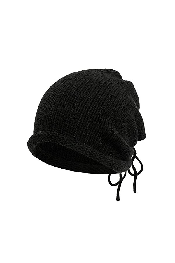 KPPONG Bonnet Chapeau à Cordon Femmes Hommes pour les Sorties en Plein Air Hiver Chaud Tricoté Coton Élastique Bonnet Couleur