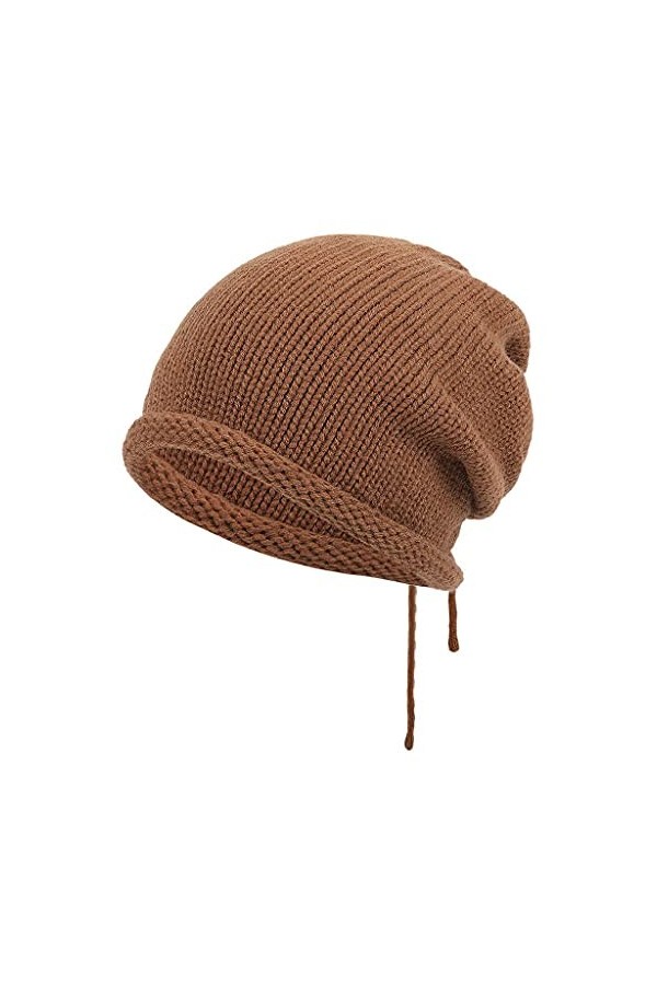 KPPONG Bonnet Chapeau à Cordon Femmes Hommes pour les Sorties en Plein Air Hiver Chaud Tricoté Coton Élastique Bonnet Couleur