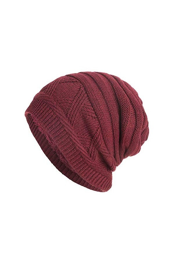 Susenstone Chaud Bonnet De Fin Crochet Tricot Motif De Tresse Doublure en Polaire TrèS Doux,Unisexe Confortable Ski Chapeau S