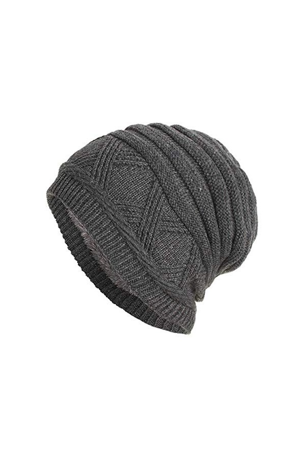 Susenstone Chaud Bonnet De Fin Crochet Tricot Motif De Tresse Doublure en Polaire TrèS Doux,Unisexe Confortable Ski Chapeau S