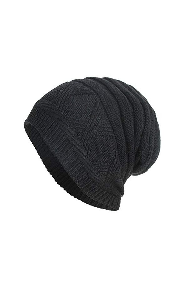 Susenstone Chaud Bonnet De Fin Crochet Tricot Motif De Tresse Doublure en Polaire TrèS Doux,Unisexe Confortable Ski Chapeau S