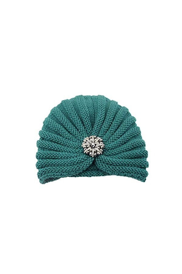 LIJCC Chapeau cranté femme perles rondes accessoires chapeau laine bonnet tricoté bohémien orteil bonnet velours côtelé, Vert