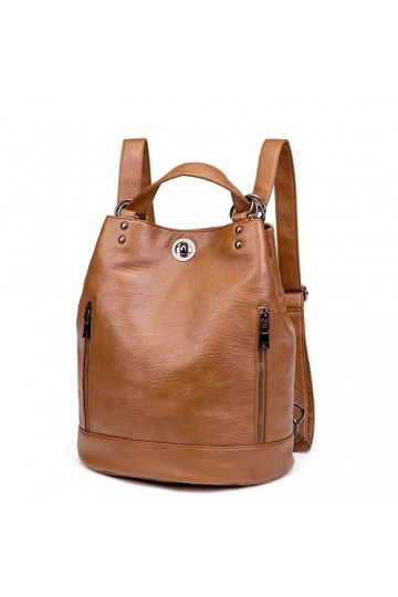 Sac à Dos PU Cuir pour Femme Fille - Sac Chic 3 en 1 Sac portés Dos Sac à Bandoulière Seau et Sac à Main Loisir, Backpack Mul