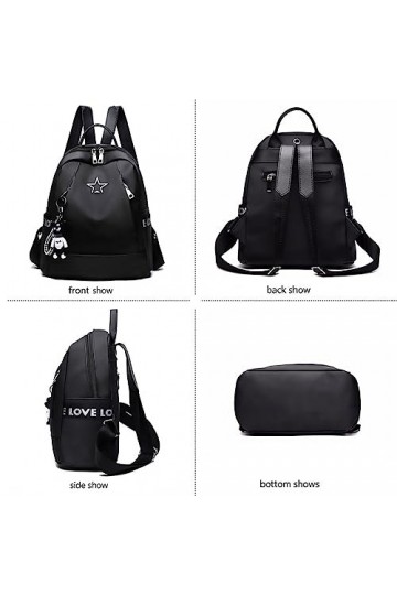 Sacs à Main Portés Dos Femme Loisir Sac de Sport et Voyage, Antivol Toile Cartable Fille Collège Leger Petit Pochette Elegant