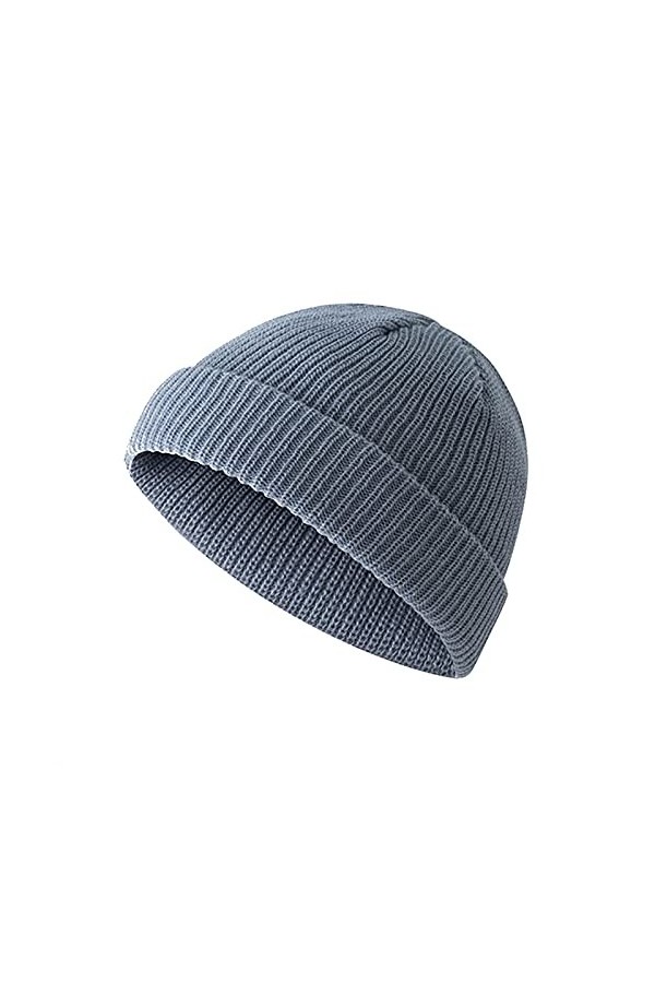 Bonnet tricoté pour homme et bonnet pour homme avec fin et chaud pour lhiver - Bleu, M, taille unique