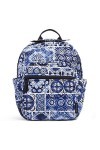 Vera Bradley Petit sac à dos en coton pour femme, Island Tile Blue - Coton recyclé, Taille unique
