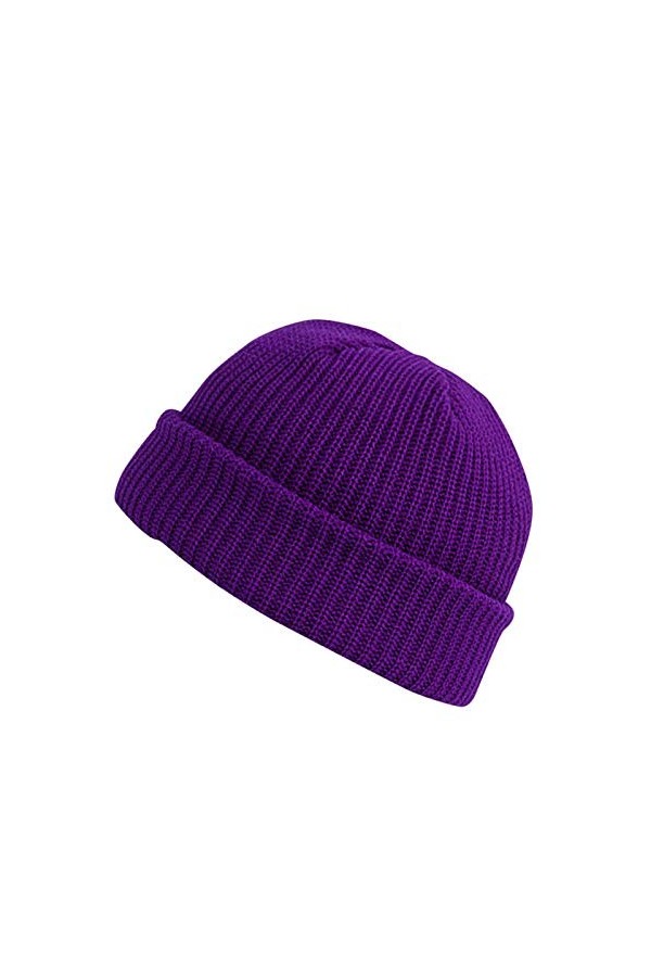 Bonnet tricoté décontracté de couleur chaude tout le jeu solide mode hiver épais bonnet hiver chapeaux hiver, lilas, taille u