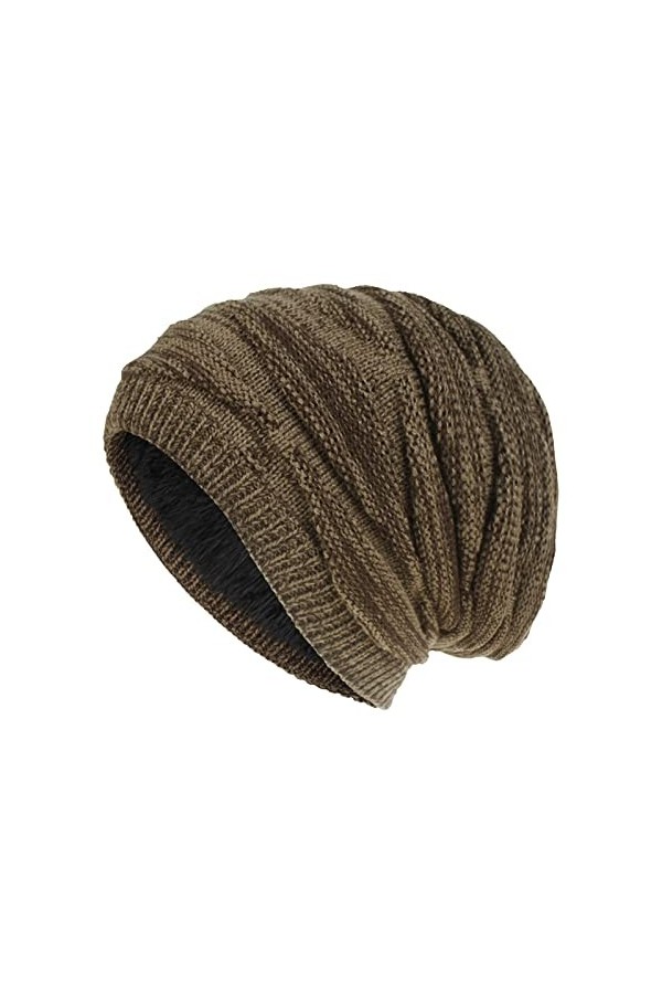 Unisexe Mode Couleur unie Casual Bonnet tricoté Chaud Plus Velours Extérieur Tricoté Hiver Chapeau Lady Hiver Chapeau, kaki, 
