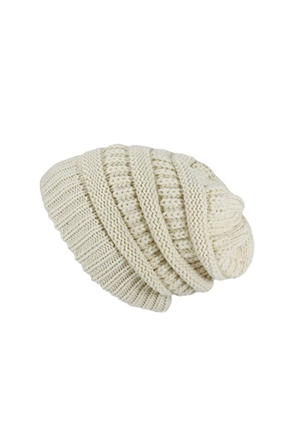 YANFJHV Bonnet tricoté épais pour homme et femme, beige, taille unique