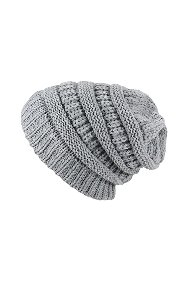 YANFJHV Bonnet tricoté épais pour homme et femme, beige, taille unique