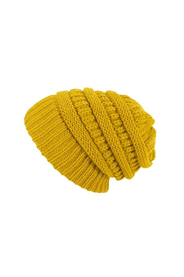 YANFJHV Bonnet tricoté épais pour homme et femme, beige, taille unique