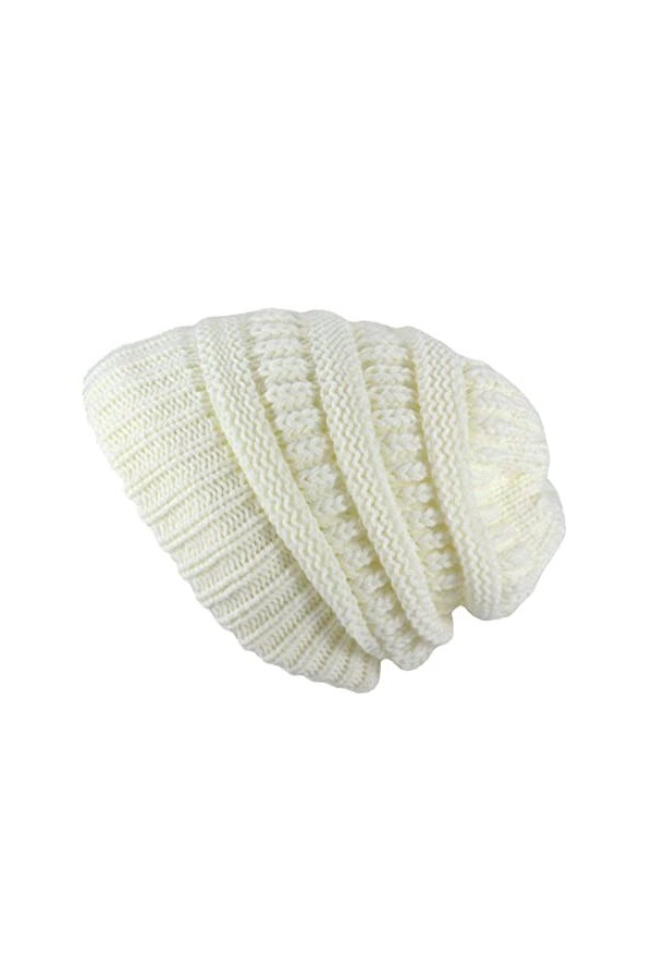 YANFJHV Bonnet tricoté épais pour homme et femme, beige, taille unique
