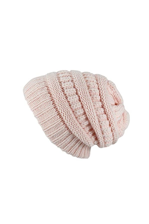 YANFJHV Bonnet tricoté épais pour homme et femme, beige, taille unique
