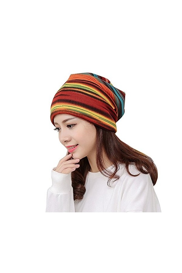 Chapeau perdu pour femme - Casquette écharpe rayée - Chapeau de tête à volants - Col turban - Casquettes de baseball - Queue 