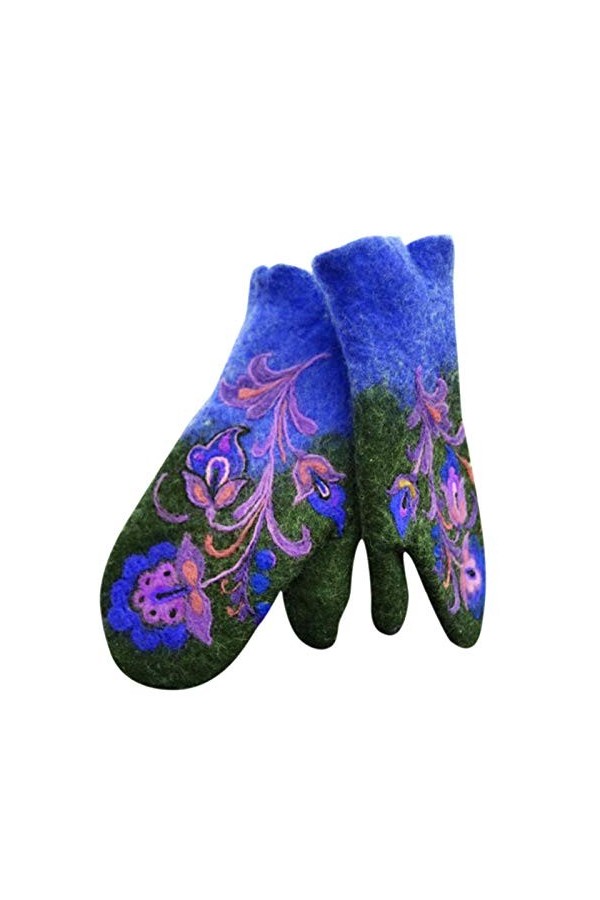 2023 Noël – Moufles dhiver de Noël colorées gants brodés gants chauds moufles femmes, bleu, taille unique