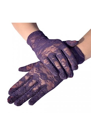 Gants sans doigts en dentelle pour femme - Protection solaire - Brodés - Pour fille - Soirée - Mariage - Bal de fin dannée -