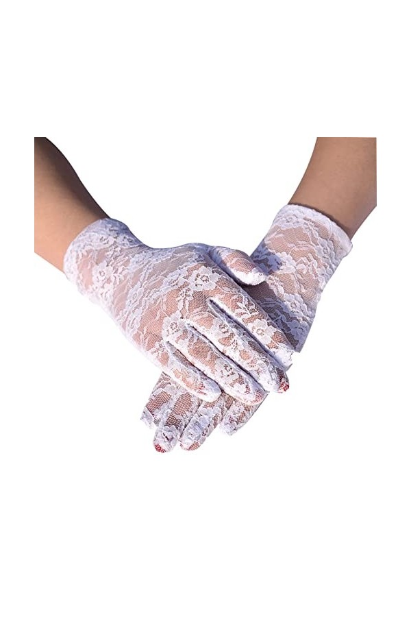 Gants sans doigts en dentelle pour femme - Protection solaire - Brodés - Pour fille - Soirée - Mariage - Bal de fin dannée -