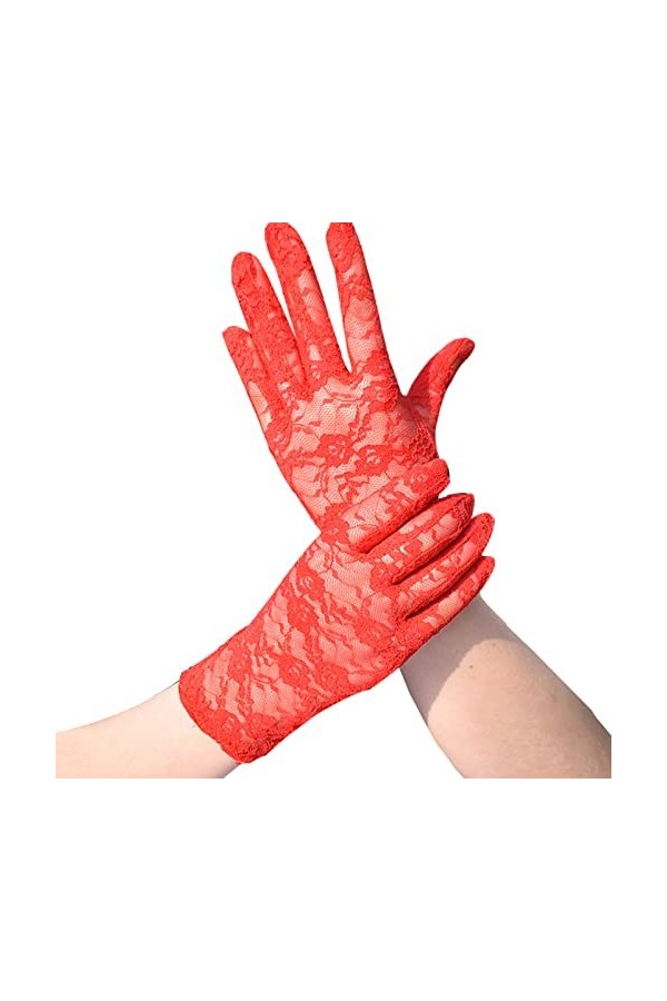 Gants sans doigts en dentelle pour femme - Protection solaire - Brodés - Pour fille - Soirée - Mariage - Bal de fin dannée -