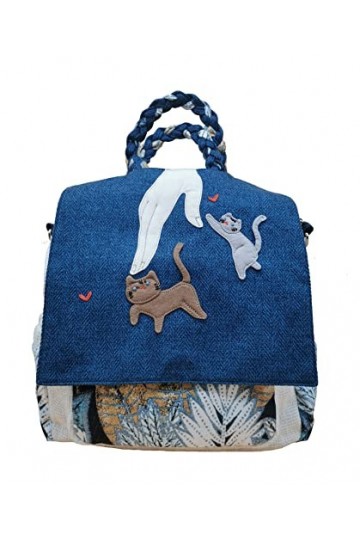 HUANGGUOSHU Sac à dos en toile pour femme - Style décontracté - Style bohème - Tissé à la main - En tricot exquis, gris