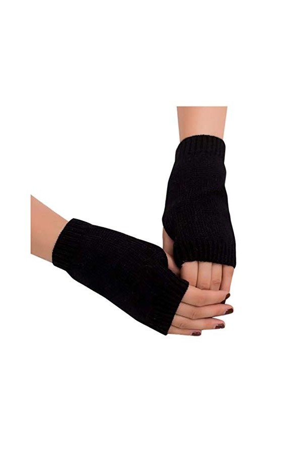 Gants sans doigts Gants doux extensibles Gants dhiver tricotés Gants chauds pour Noël Cadeau danniversaire
