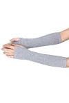Lazzboy Gants Hiver Poignet Bras Oversleeve Main Chaude Tricoté Long Mitaines Mitten Sans Doigts Femme Gris foncé
