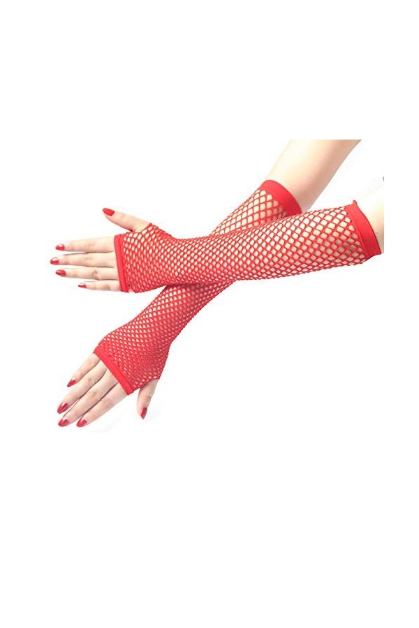 Mitaines de ski en résille pour hommes et filles - Gants hauts fluo longs en dentelle élastique - Gants sexy pour femme