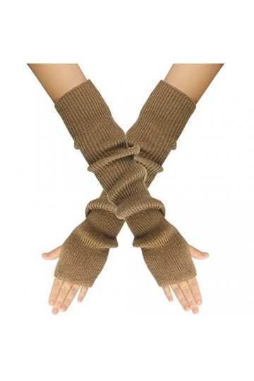 Mitaines tricotées de couleur unie avec trou pour le pouce, gants chauds unisexes pour femmes par temps froid, kaki, taille u