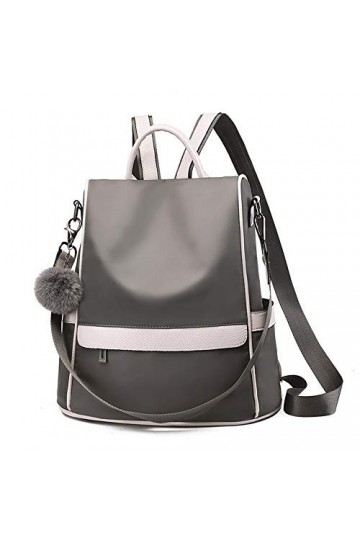Sac à dos en nylon imperméable et antivol pour femme, Gris., Grey-Large, Ordinateur portable