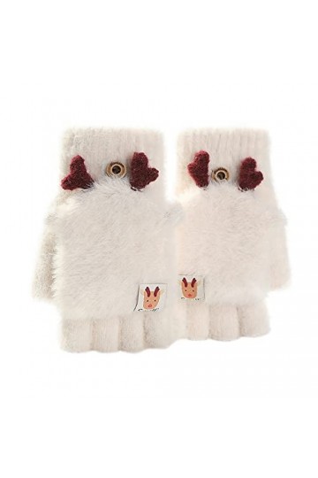 Moufles dhiver chaudes en velours pour femme - Motif tête de cerf - Doux et chaud - Pour femme, Z3-rose vif, taille unique