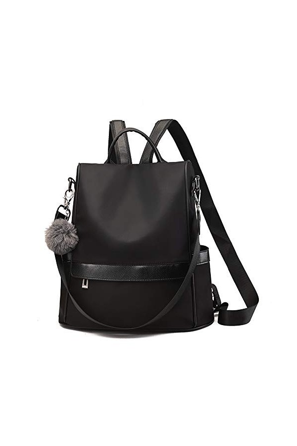 Sac à dos en nylon imperméable et antivol pour femme, Gris., Grey-Large, Ordinateur portable