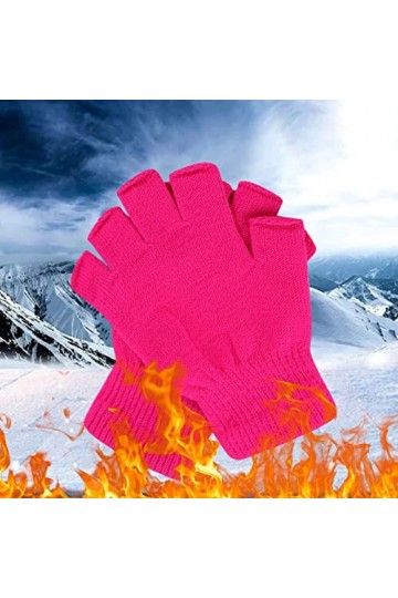 liaddkv Gants et Gants Femme Solides Tricotés Extensibles Laine Écriture Couleur Homme Show Doigts Cyclisme Costume de Mariée