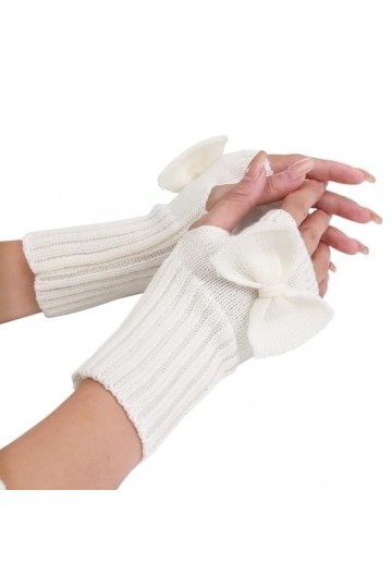 Mitaines pour femme - Mitaines tricotées - Chaudes - Mitaines extensibles - Sans doigts - Mitaines courtes, Blanc., taille un