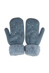 Warm Keep Flip Print Gants dhiver tissés tricotés pour femme, gris foncé, taille unique