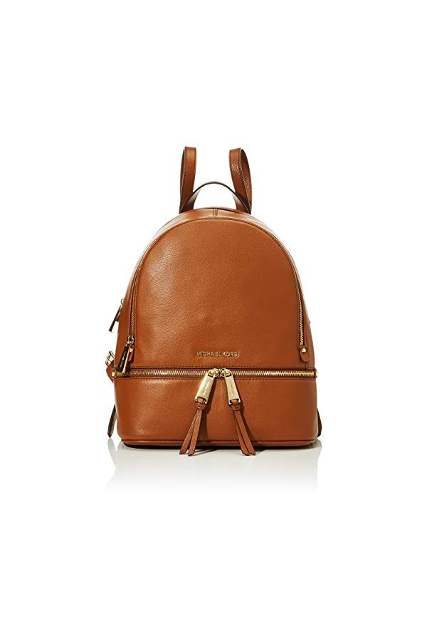 Michael Kors Rhea Medium Leather Backpack, Portés Dos Femme, Marron Luggage , 14x35x30 cm W x H x L 