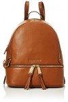 Michael Kors Rhea Medium Leather Backpack, Portés Dos Femme, Marron Luggage , 14x35x30 cm W x H x L 