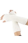 Mitaines dhiver en tricot à manches douces pour femme, blanc, taille unique