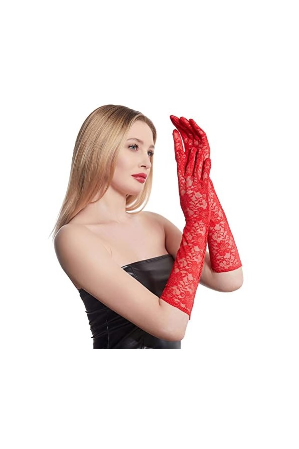 Gants courts en dentelle pour femme - Protection solaire - Brodés - Gants longs en tulle - Gants de conduite pour fête de mar