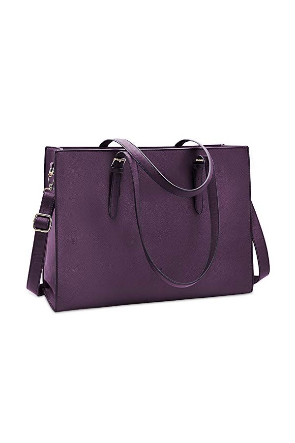 Sac Cabas Femmes Sac à Main en PU Cuir Grand Capacité Ordinateur Portable 15.6 Pouces Imperméable Sac de Cours Bandoulière Sa