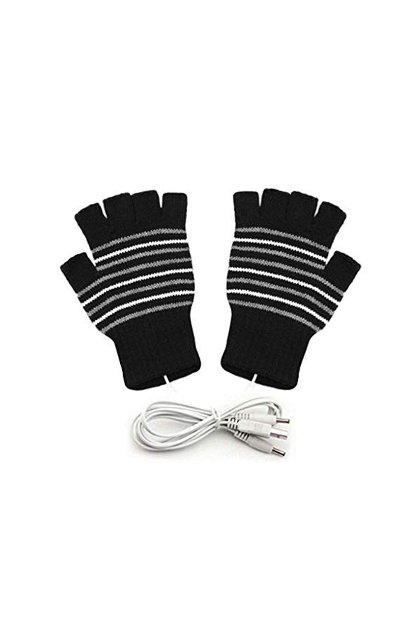 Mitaines dhiver pour homme et femme en tricot pour ordinateur portable avec port USB violet, taille unique 