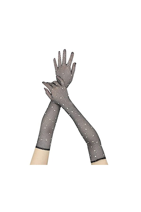 Gefomuofe Mitaines en dentelle pour femme - Mitaines de conduite - Mitaines courtes - Pour mariée - Mariée - Opéra - Fête dH