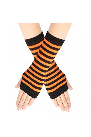 Moufles pour femme - Gants dhiver chauffants à rayures - Avec trou pour le pouce - Unisexe - Gants chauds pour femme