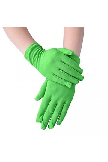 Gants moufles Combo avec poche pour femme Gants solides Couleur cérémoniale Mode Stretch Courte Accessoire de danse Mitaines 