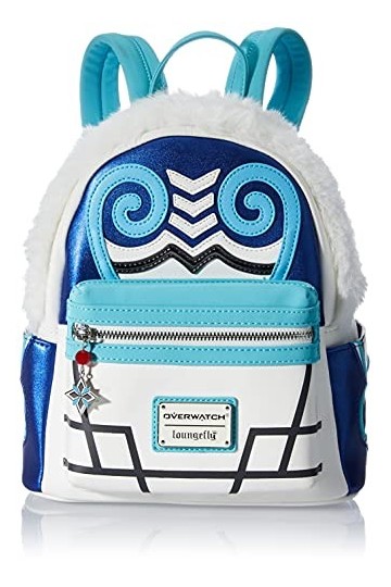 Loungefly Blanc, Overwatch Mei Mini Sac à Dos pour Femme en Simili Cuir Bleu Mixte, Taille Unique