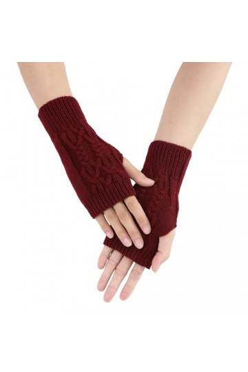 Gants chauds pour femme - Chauffe-bras tricotés - Longs sans doigts - Manchettes avec trou pour les pouces - Gants dhiver en