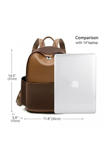 PINCNEL Sac à Dos Femme Cuir Sac Dos Étanche Elegant Sac à dos Voyage léger Sac à Bandoulière Marron